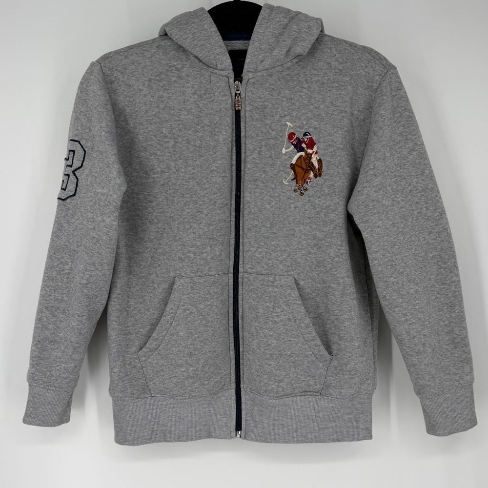 U.S. Polo Assn. Gray Kids Hoodie with Embroidered Logo 10-12